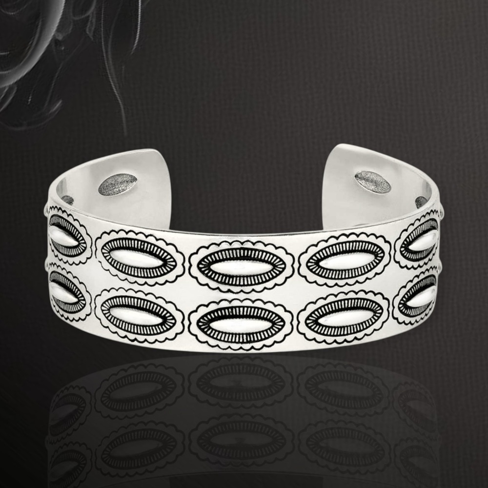 Montana Silversmiths Silver Stamped Oval Cuff Bracelet